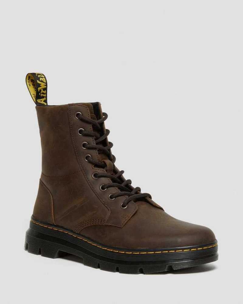 Brown Dr. Martens Combs Crazy Horse Leather Casual Boots | SGAXI1825