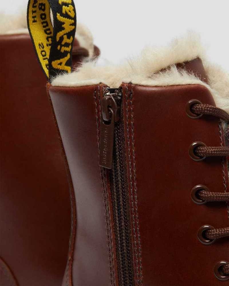 Brown Dr. Martens Jadon Faux Fur Lined Platform Boots | VEAKQ8320