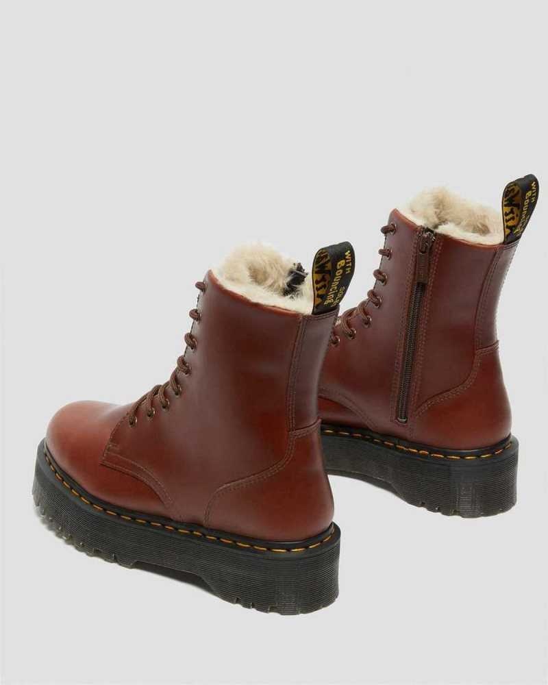 Brown Dr. Martens Jadon Faux Fur Lined Platform Boots | VEAKQ8320