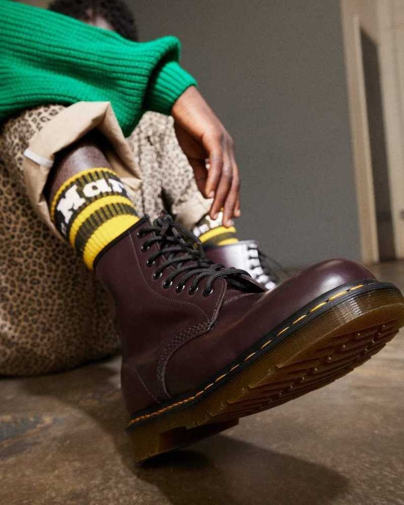 Burgundy Dr. Martens 1460 Smooth Leather Lace Up Boots | ZBGLH5134