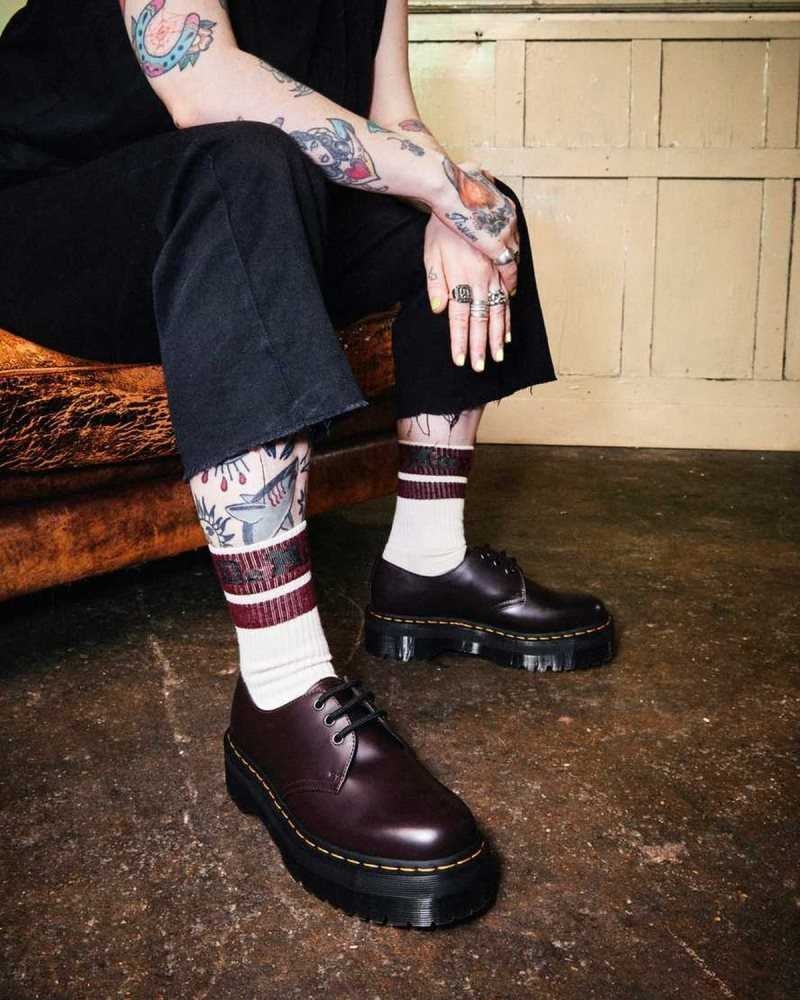 Burgundy Dr. Martens 1461 Smooth Leather Platform Shoes | GIQRP0946