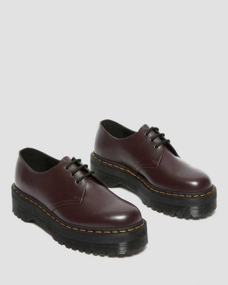 Burgundy Dr. Martens 1461 Smooth Leather Platform Shoes | GIQRP0946