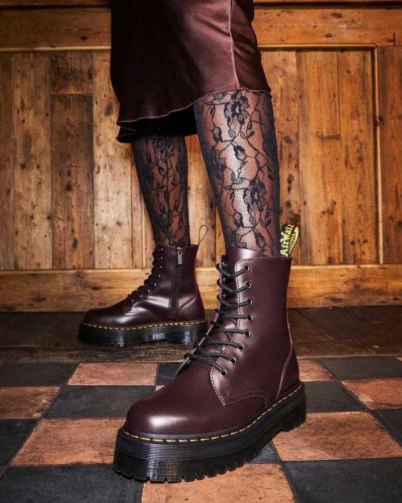 Burgundy Dr. Martens Jadon Smooth Leather Platform Boots | WNVDS1965