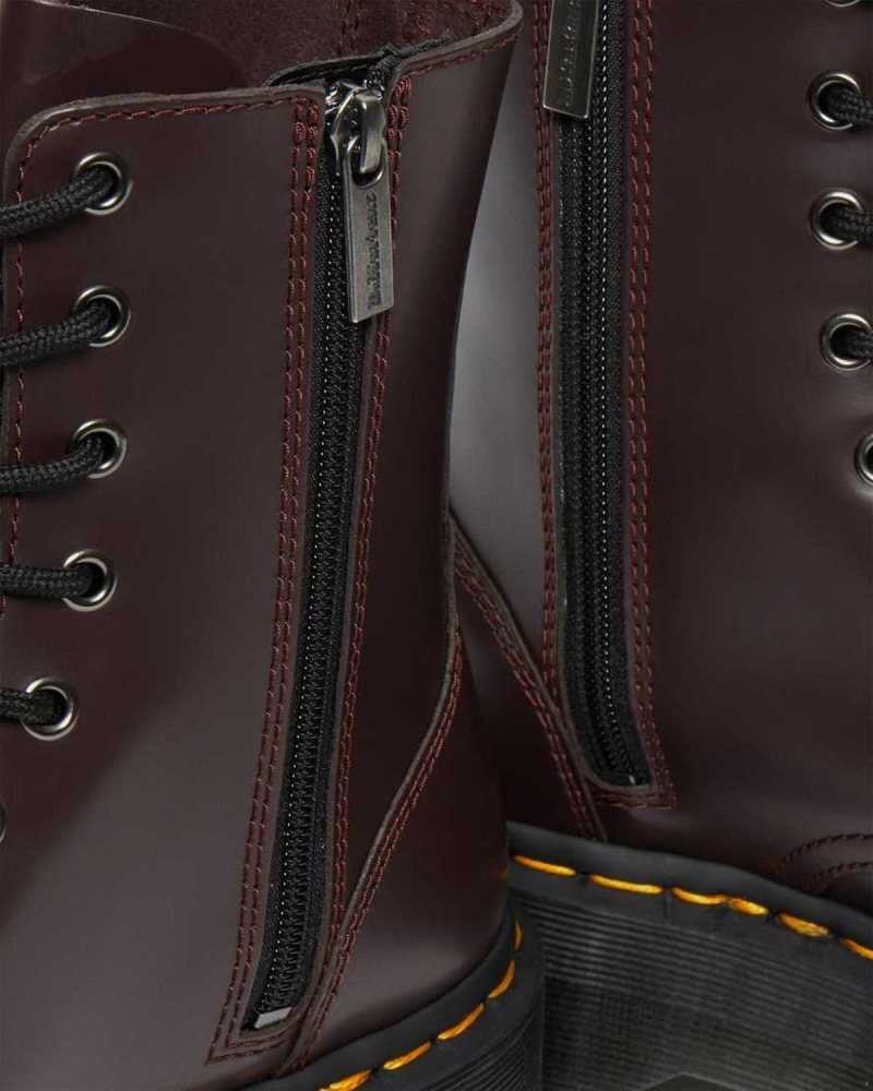 Burgundy Dr. Martens Jadon Smooth Leather Platform Boots | WNVDS1965