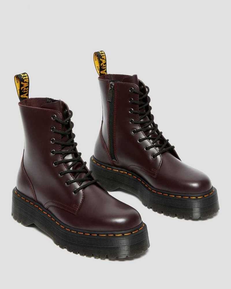 Burgundy Dr. Martens Jadon Smooth Leather Platform Boots | WNVDS1965