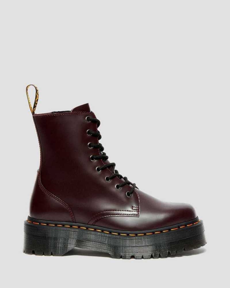 Burgundy Dr. Martens Jadon Smooth Leather Platform Boots | WNVDS1965