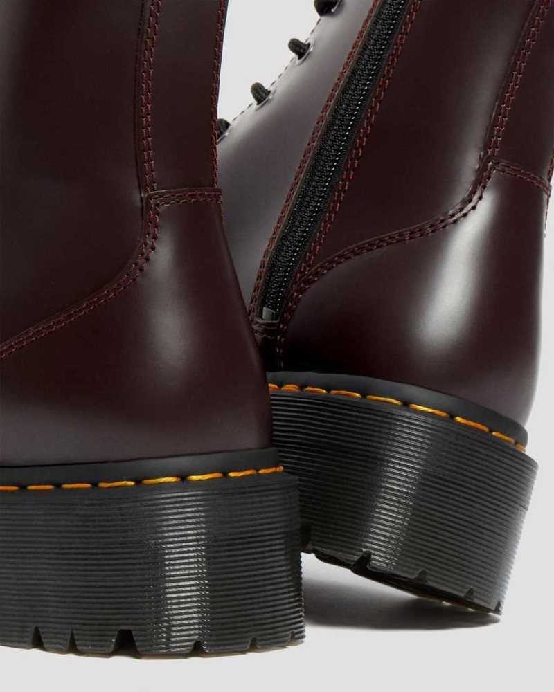 Burgundy Dr. Martens Jadon Smooth Leather Platform Boots | WNVDS1965