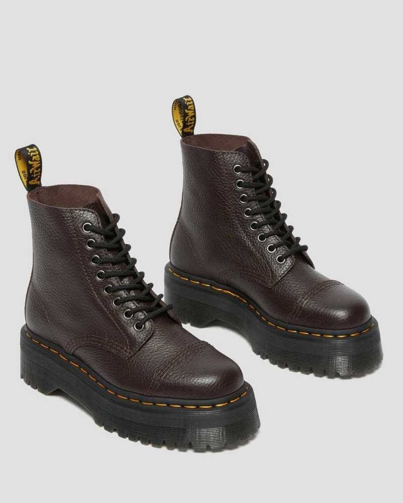 Burgundy Dr. Martens Sinclair Milled Nappa Leather Platform Boots | KSXAJ7126