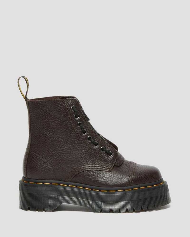 Burgundy Dr. Martens Sinclair Milled Nappa Leather Platform Boots | KSXAJ7126