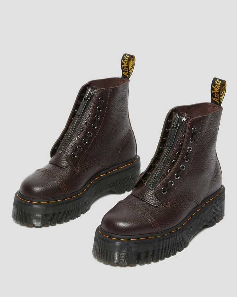 Burgundy Dr. Martens Sinclair Milled Nappa Leather Platform Boots | KSXAJ7126