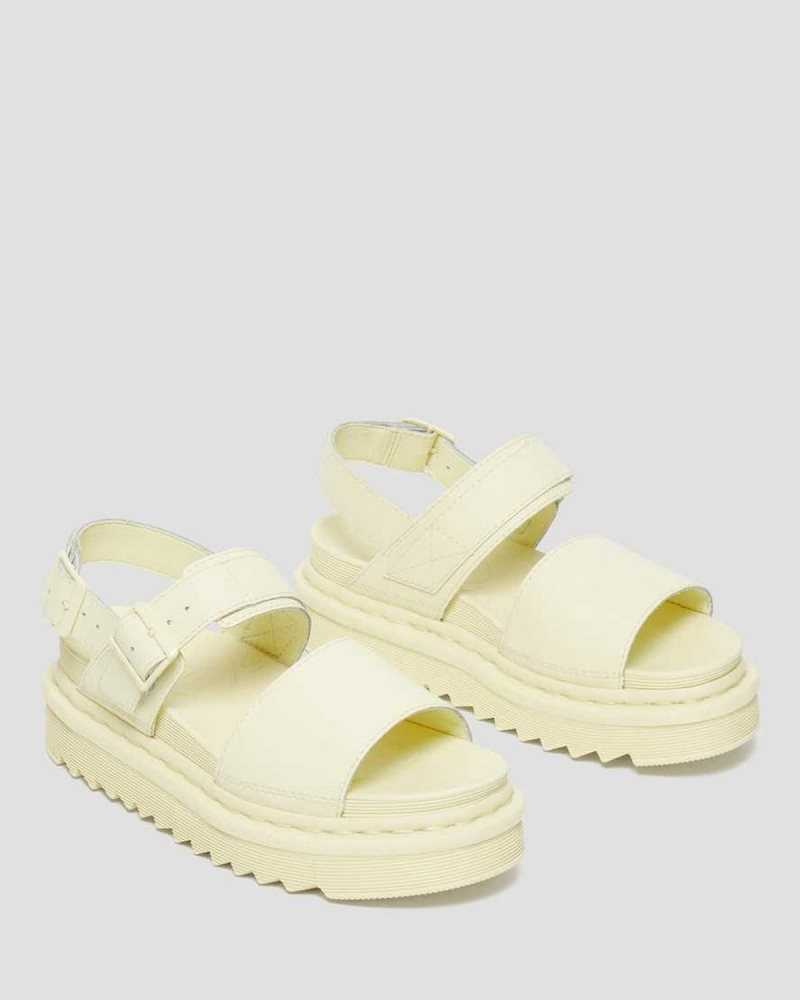 Cream Dr. Martens Voss Leather Strap Sandals | CXKAS3187