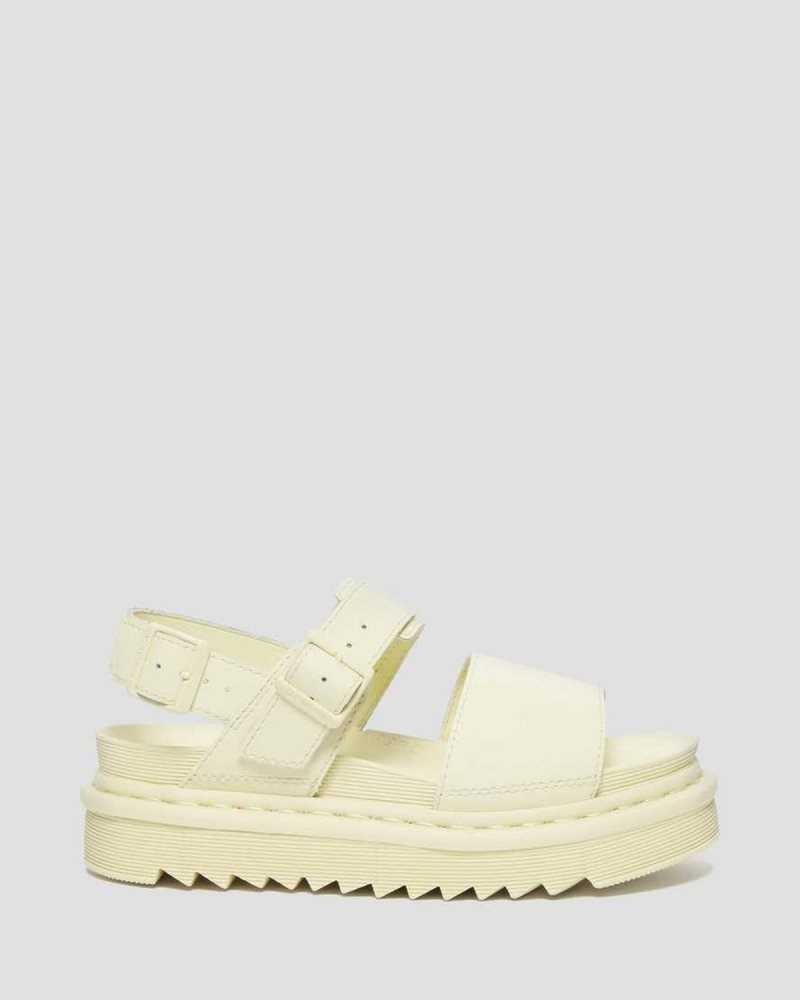 Cream Dr. Martens Voss Leather Strap Sandals | CXKAS3187