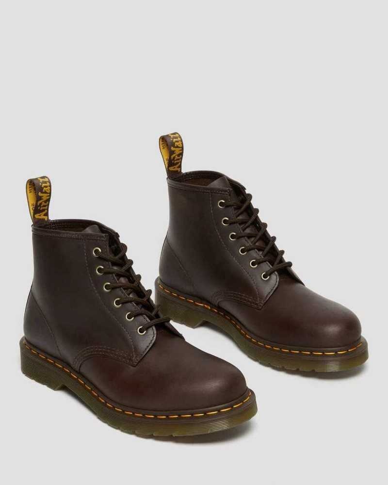 Dark Brown Dr. Martens 101 Crazy Horse Leather Ankle Boots | CELHQ9615