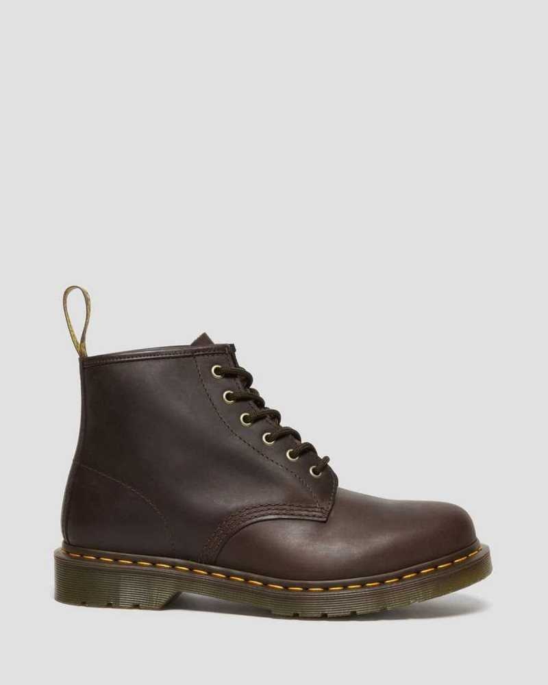 Dark Brown Dr. Martens 101 Crazy Horse Leather Ankle Boots | CELHQ9615