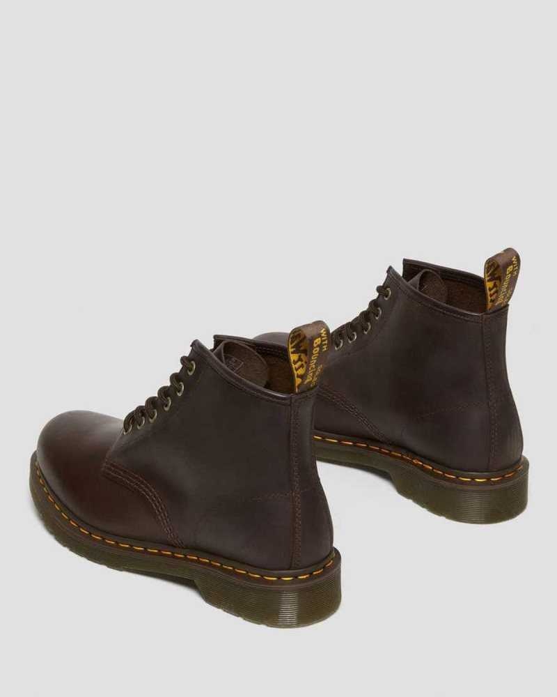 Dark Brown Dr. Martens 101 Crazy Horse Leather Ankle Boots | LAZBP5690