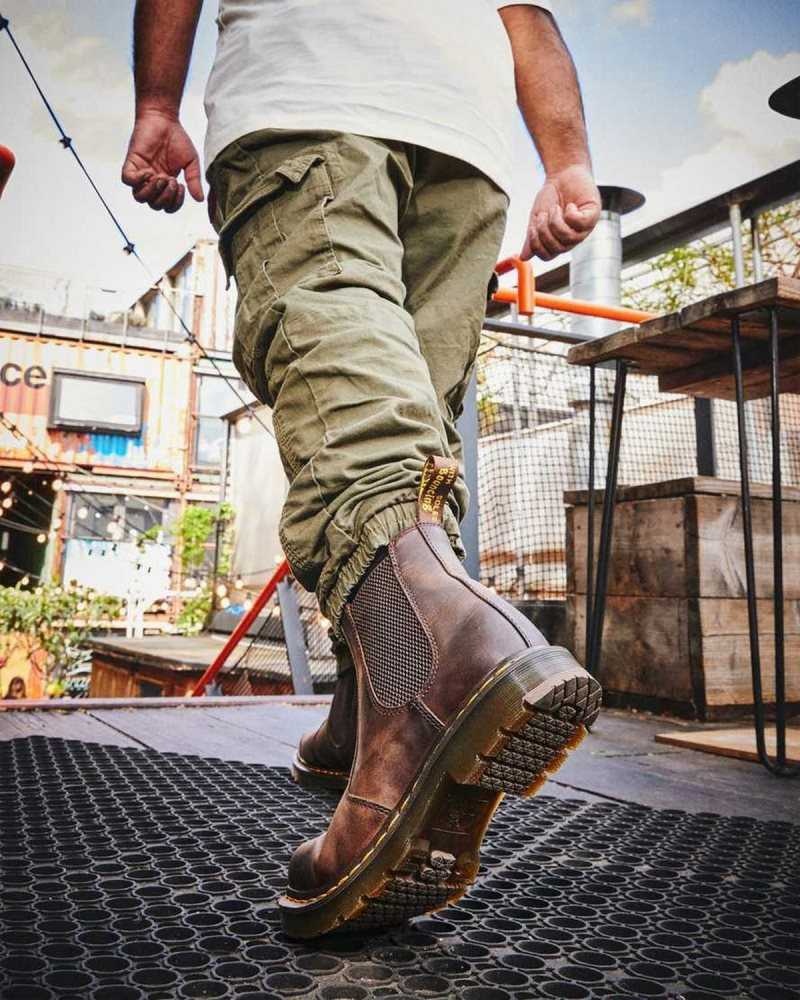 Dark Brown Dr. Martens 2976 Slip Resistant Leather Chelsea Boots | PTQMA2871