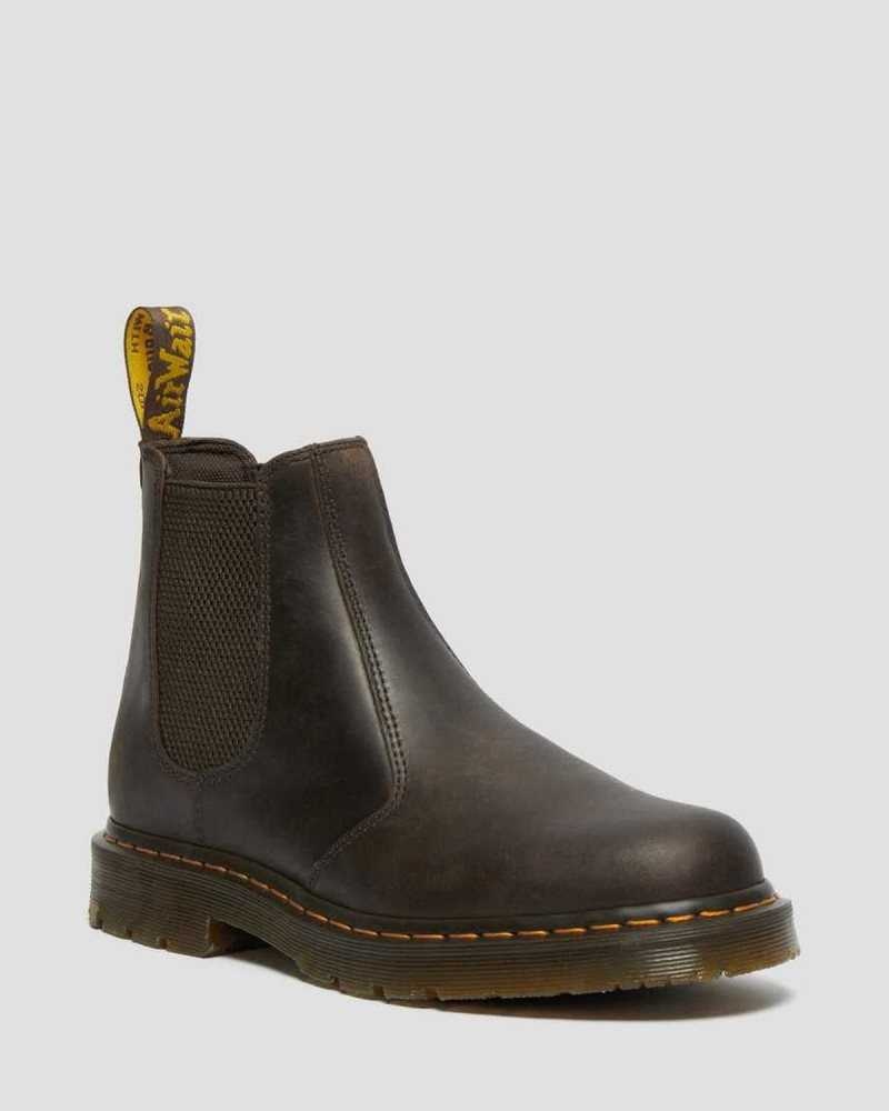 Dark Brown Dr. Martens 2976 Slip Resistant Leather Chelsea Boots | JYSLU2849