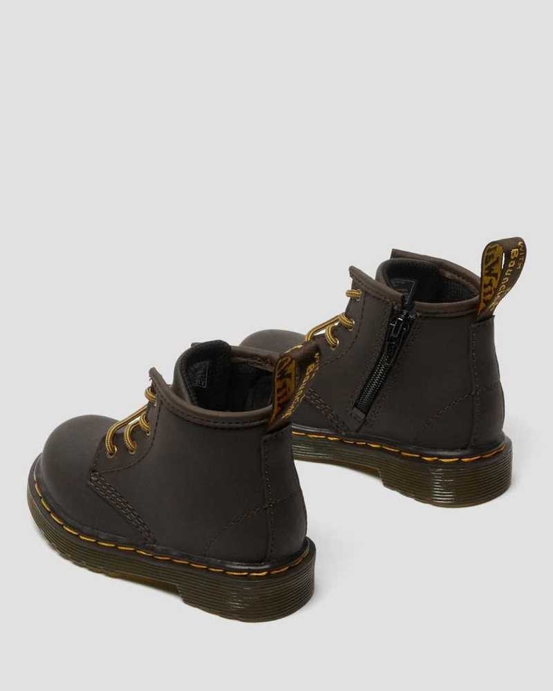 Dark Brown Dr. Martens Infant 1460 Wildhorse Leather Lace Up Boots | HVTQI6978