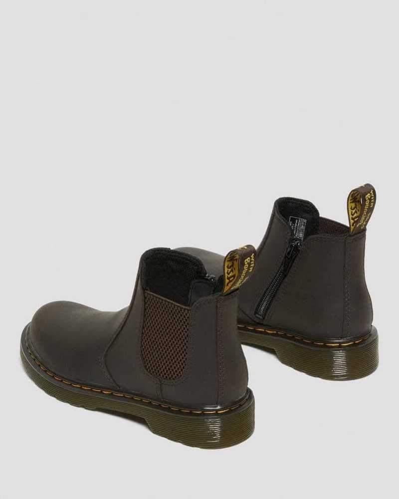 Dark Brown Dr. Martens Junior 2976 Wildhorse Leather Chelsea Boots | AHLFT6175