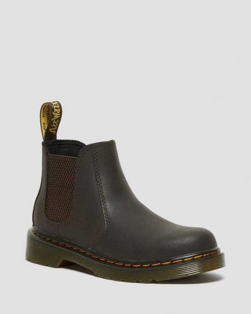 Dark Brown Dr. Martens Junior 2976 Wildhorse Leather Chelsea Boots | AHLFT6175