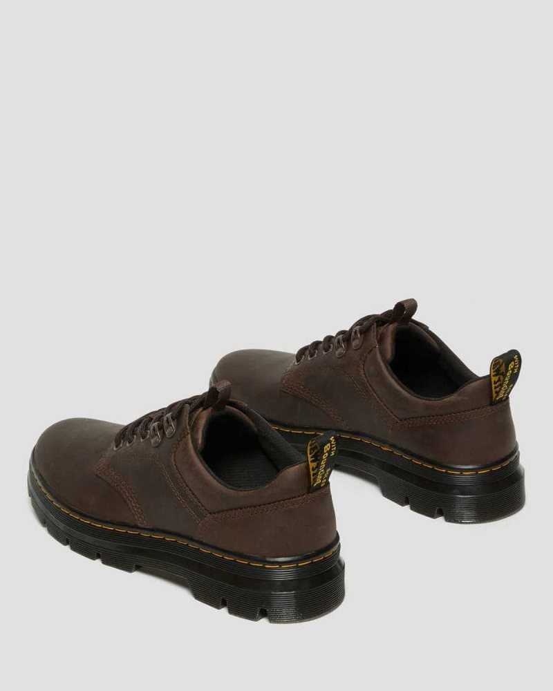 Dark Brown Dr. Martens Reeder Crazy Horse Leather Utility Shoes | XOWVS2368