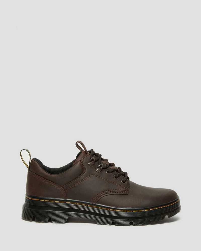 Dark Brown Dr. Martens Reeder Crazy Horse Leather Utility Shoes | XOWVS2368