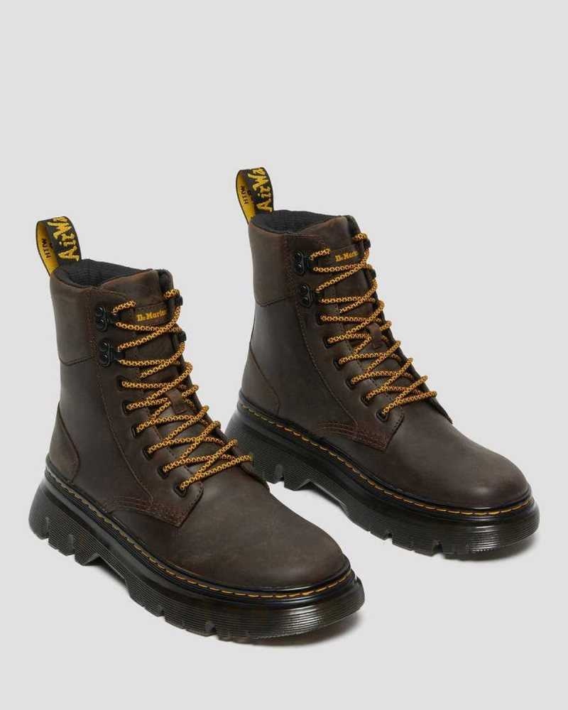 Dark Brown Dr. Martens Tarik Crazy Horse Leather Utility Boots | DRVFW9351