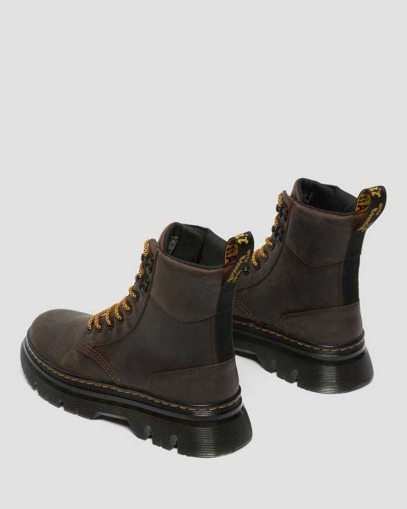 Dark Brown Dr. Martens Tarik Crazy Horse Leather Utility Boots | DRVFW9351