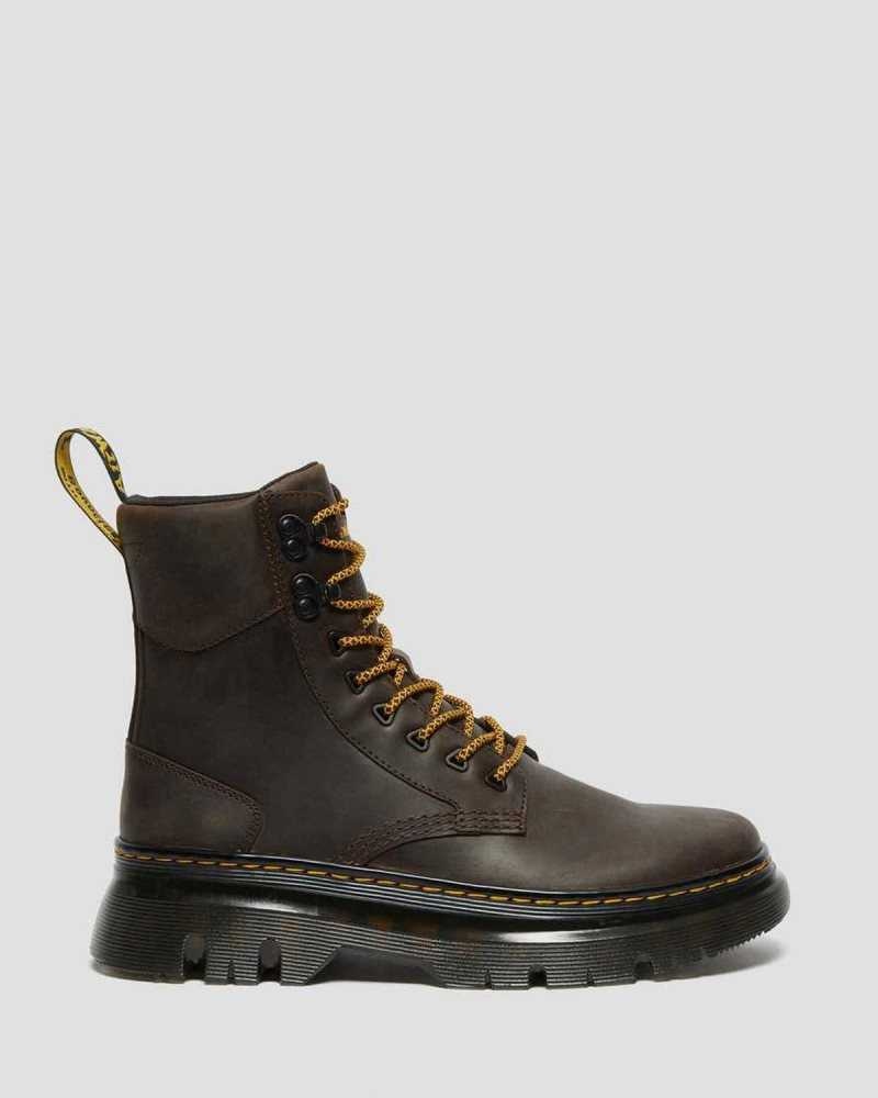 Dark Brown Dr. Martens Tarik Crazy Horse Leather Utility Boots | DRVFW9351