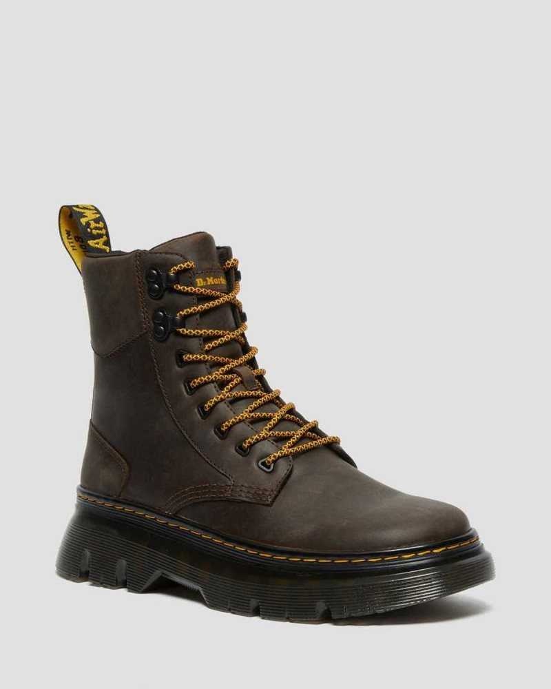 Dark Brown Dr. Martens Tarik Crazy Horse Leather Utility Boots | DRVFW9351