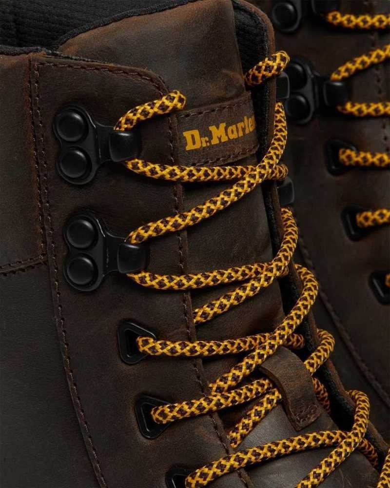 Dark Brown Dr. Martens Tarik Crazy Horse Leather Utility Boots | DFVPG0452