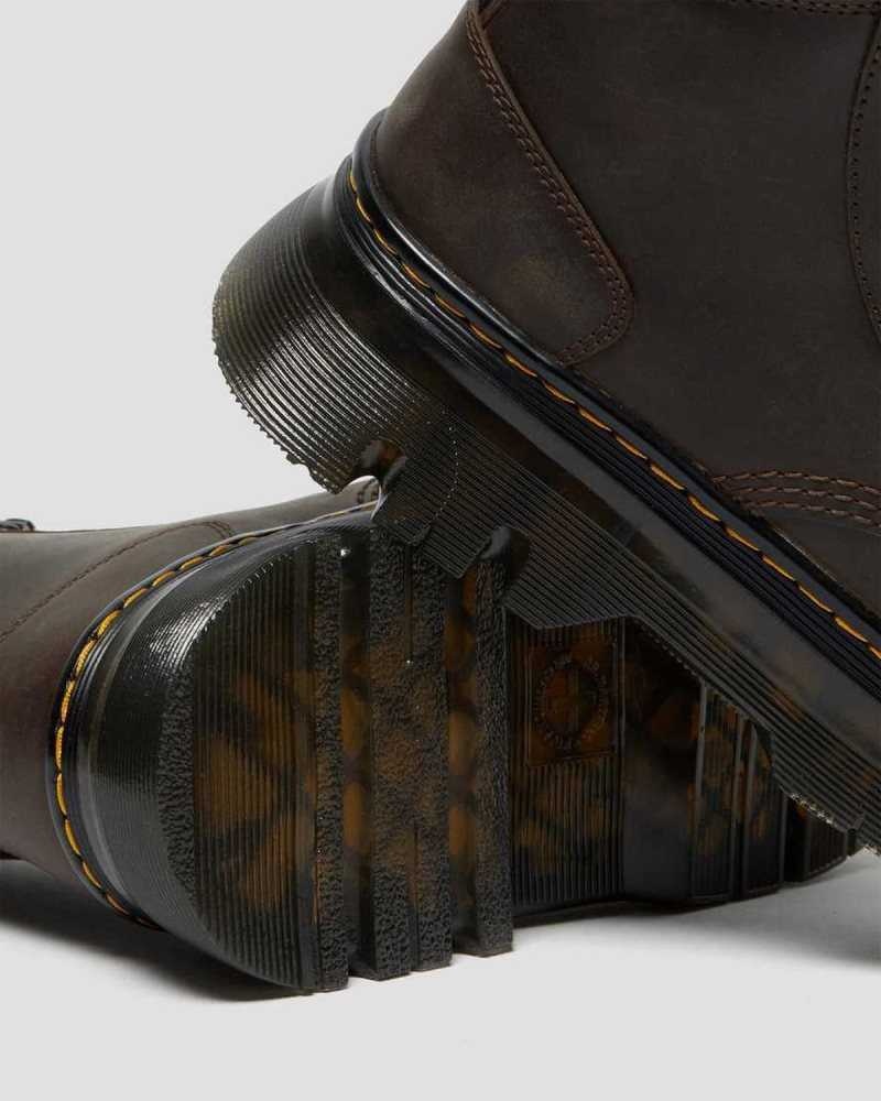 Dark Brown Dr. Martens Tarik Crazy Horse Leather Utility Boots | DFVPG0452