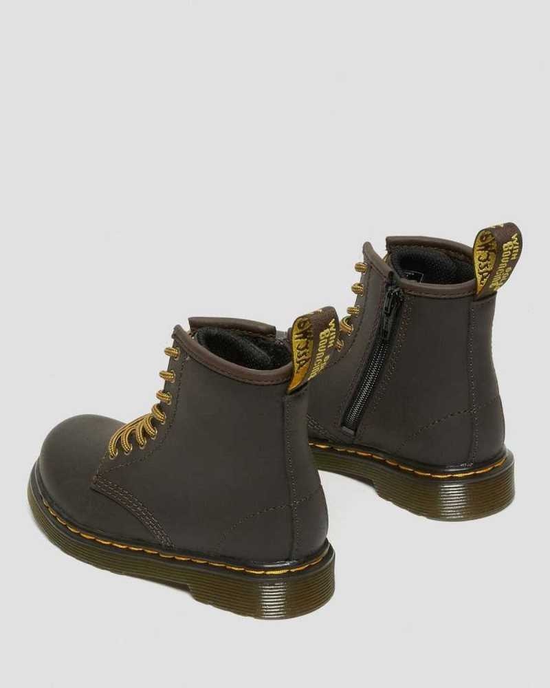 Dark Brown Dr. Martens Toddler 1460 Wildhorse Leather Lace Up Boots | GJFMX5216