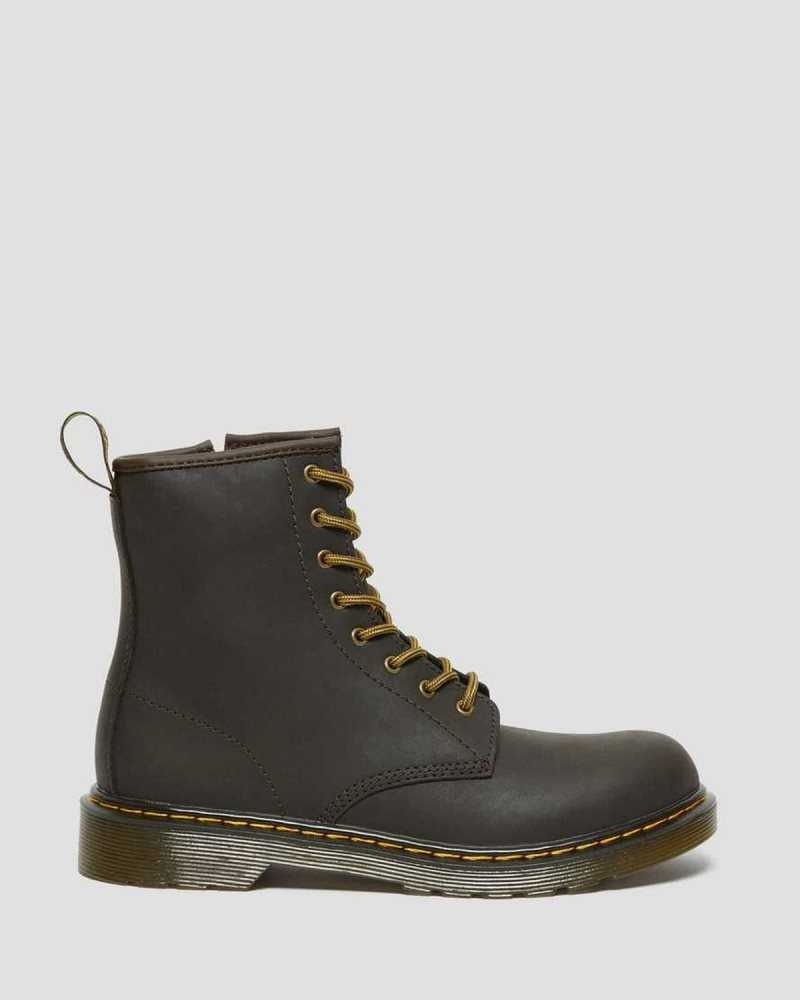 Dark Brown Dr. Martens Youth 1460 Wildhorse Leather Lace Up Boots | EYCAX1863