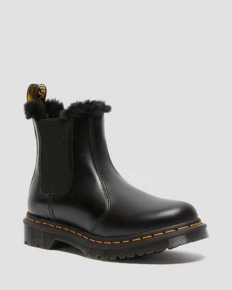 Dark Grey Dr. Martens 2976 Leonore Faux Fur Lined Chelsea Boots | EUFBC8402