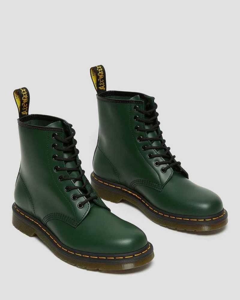 Green Dr. Martens 1460 Smooth Leather Lace Up Boots | UCJAH7810