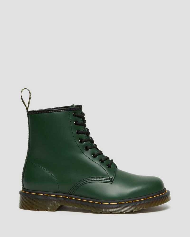 Green Dr. Martens 1460 Smooth Leather Lace Up Boots | UCJAH7810