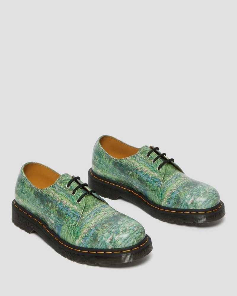 Green Dr. Martens 1461 The National Gallery Monet Oxford Shoes | KVHSQ8562