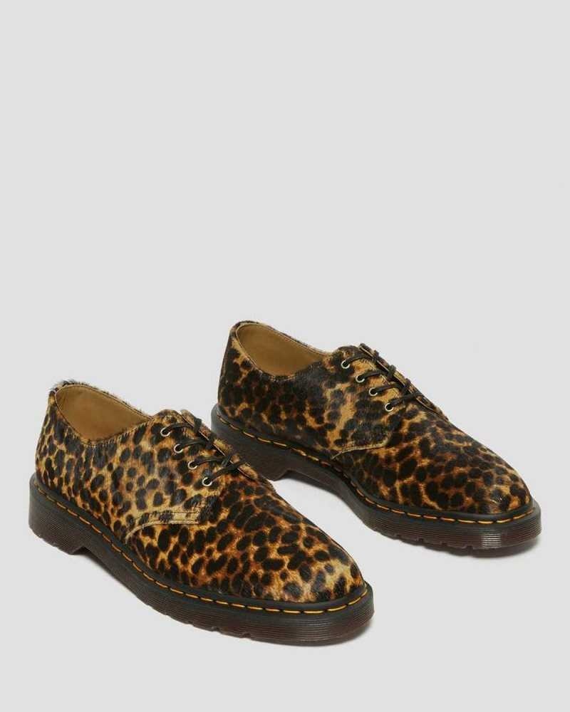 Multicolor Leopard Dr. Martens Smiths Hair On Leopard Print Dress Shoes | DKFQR4905