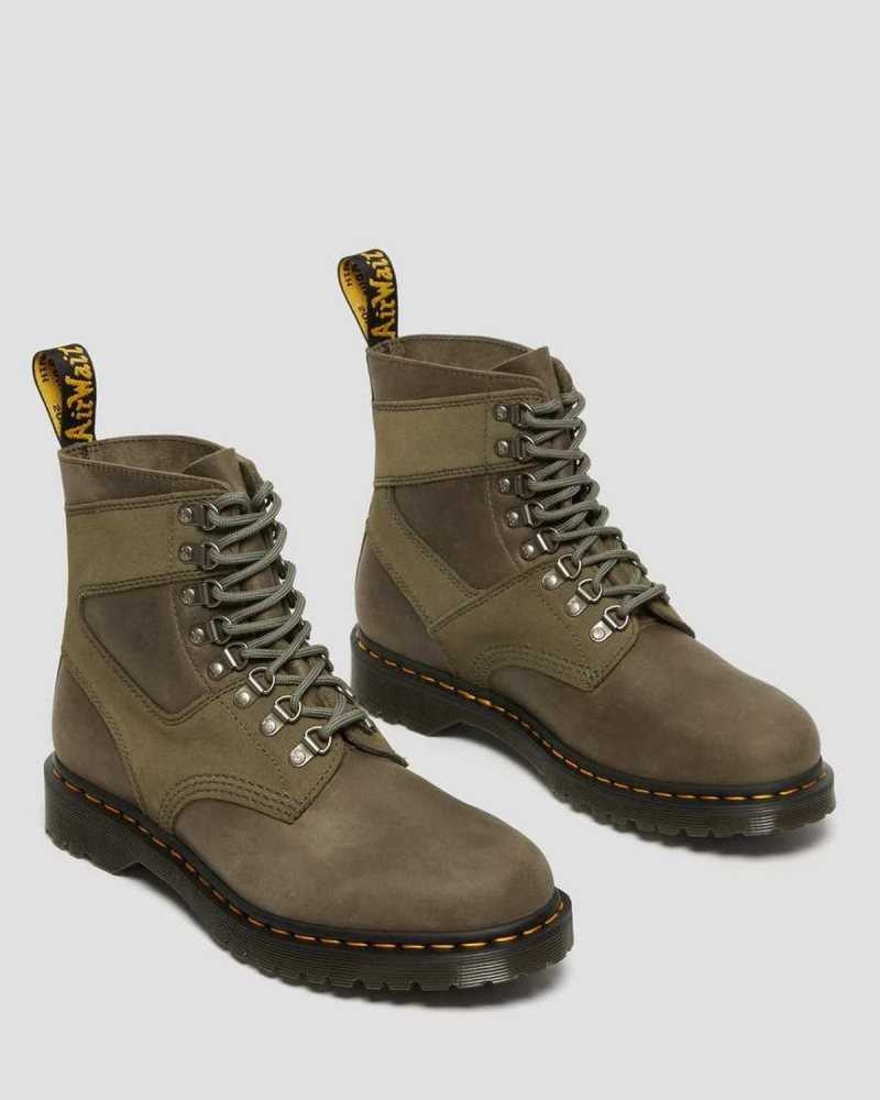 Olive Dr. Martens 1460 Pascal Leather & Suede Lace Up Boots | CDKOG9302