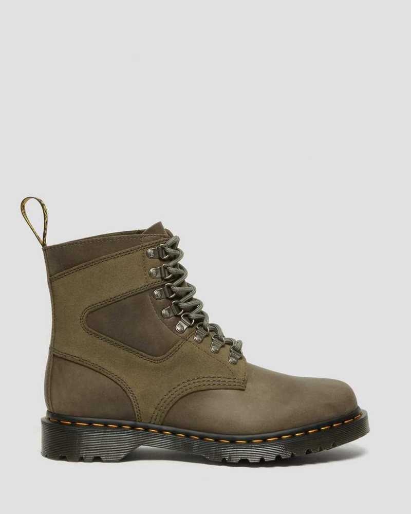 Olive Dr. Martens 1460 Pascal Leather & Suede Lace Up Boots | CDKOG9302