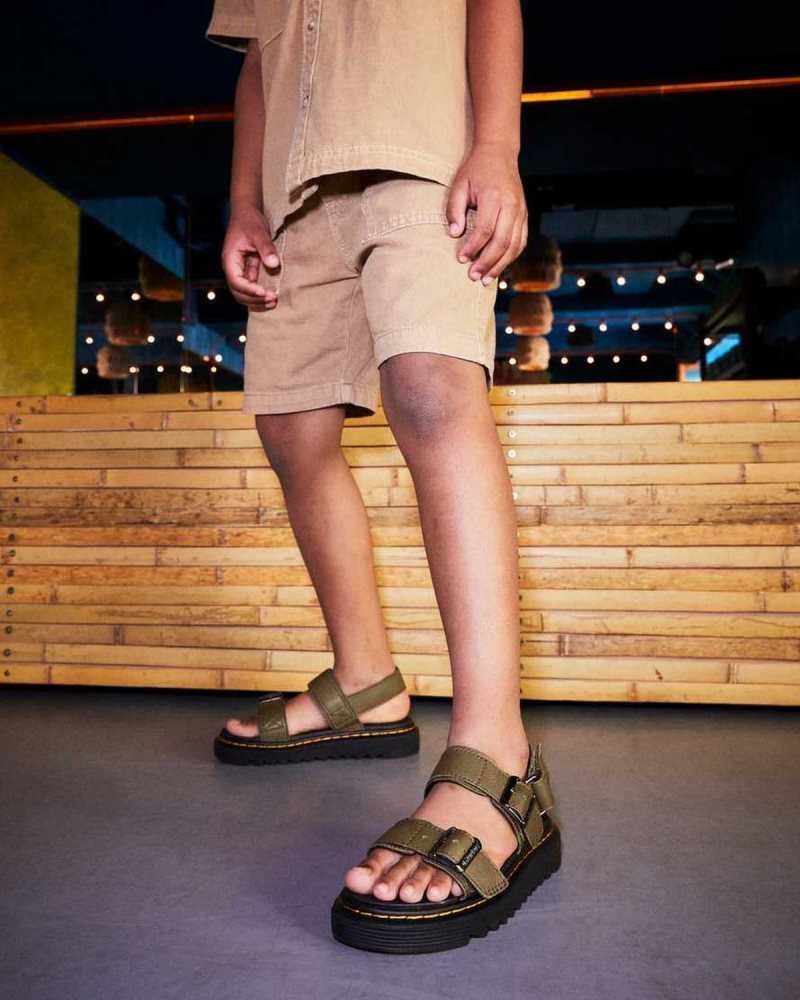 Olive Dr. Martens Junior Kyle Leather Sandals | CMLBG0978