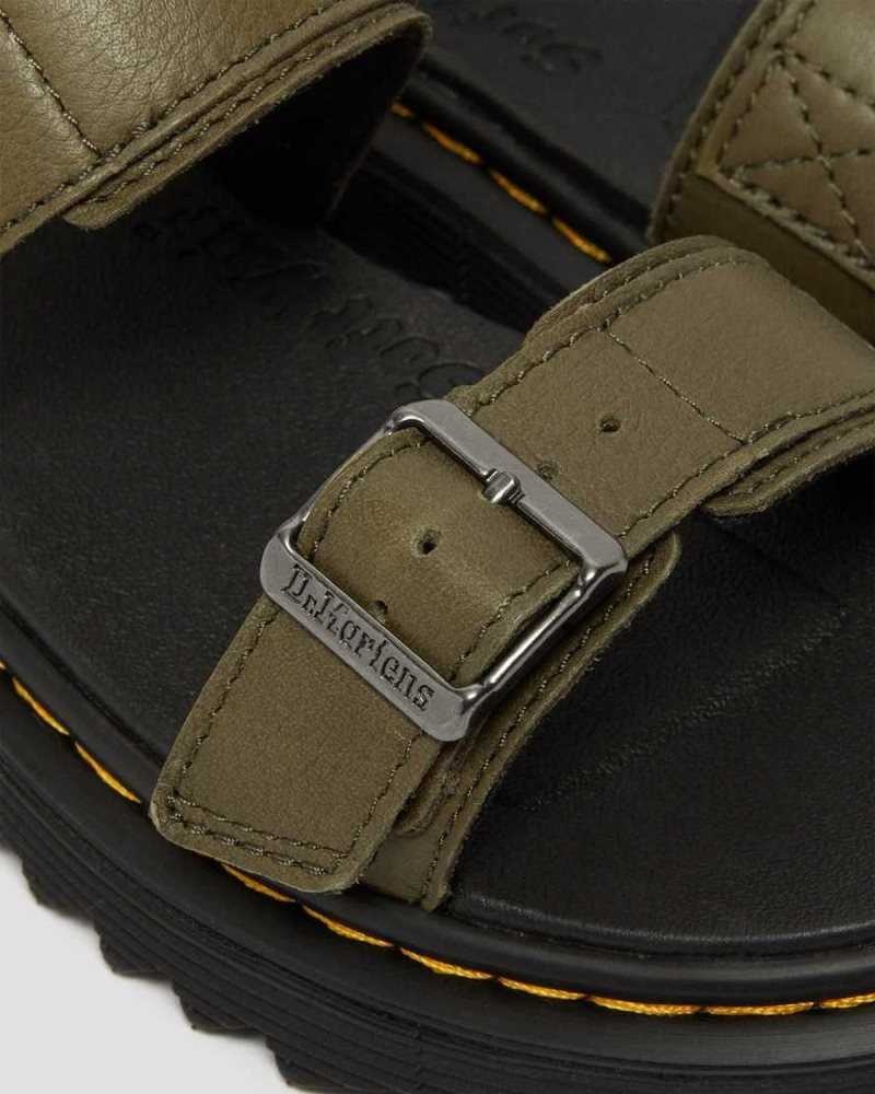 Olive Dr. Martens Junior Kyle Leather Sandals | CMLBG0978