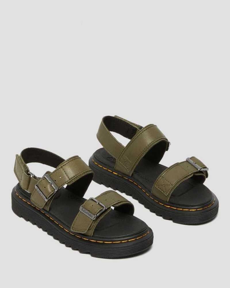 Olive Dr. Martens Junior Kyle Leather Sandals | CMLBG0978