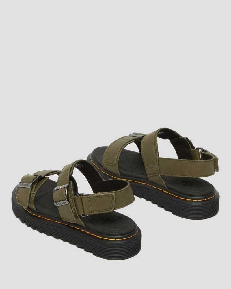 Olive Dr. Martens Junior Kyle Leather Sandals | CMLBG0978