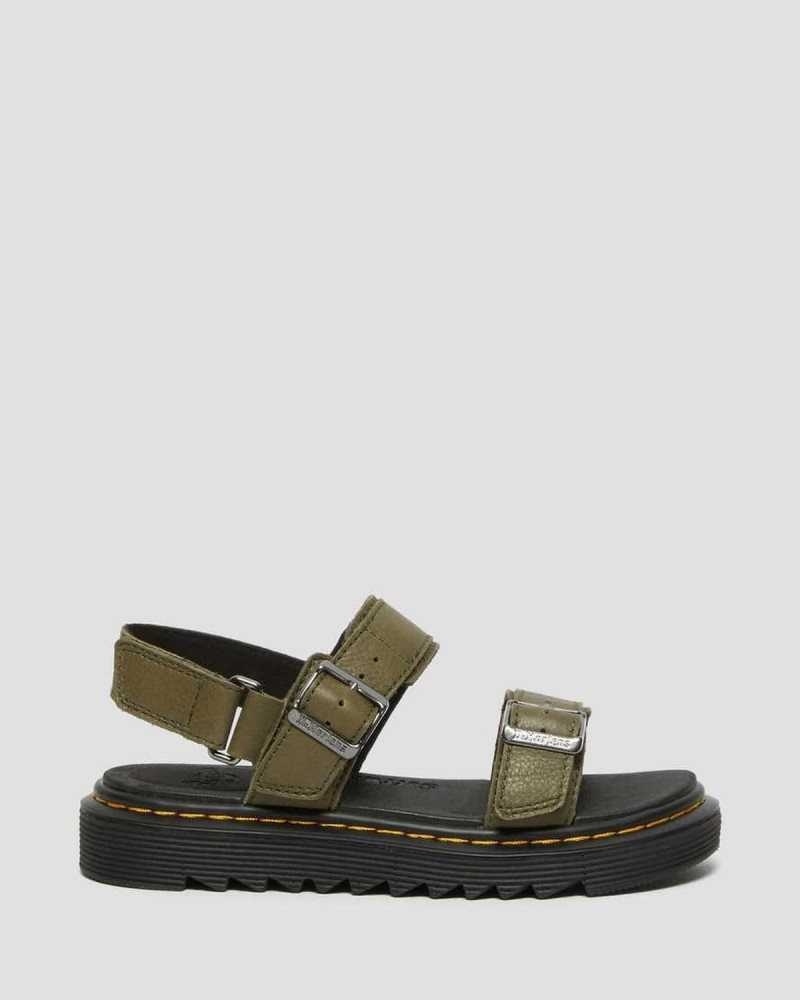 Olive Dr. Martens Junior Kyle Leather Sandals | CMLBG0978