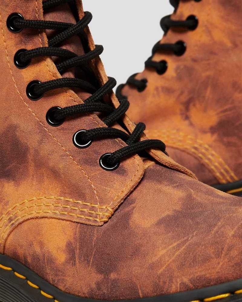 Orange Dr. Martens 1460 Pascal Tie Dye Leather Lace Up Boots | GDRPI5319