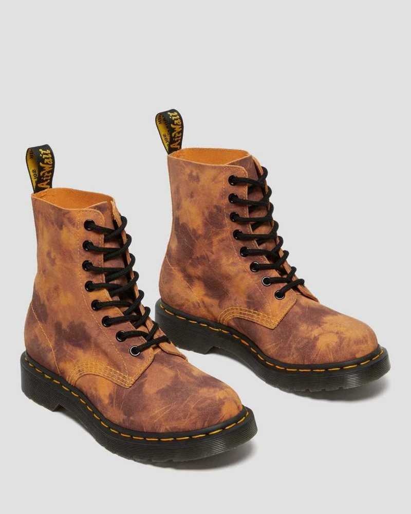 Orange Dr. Martens 1460 Pascal Tie Dye Leather Lace Up Boots | GDRPI5319