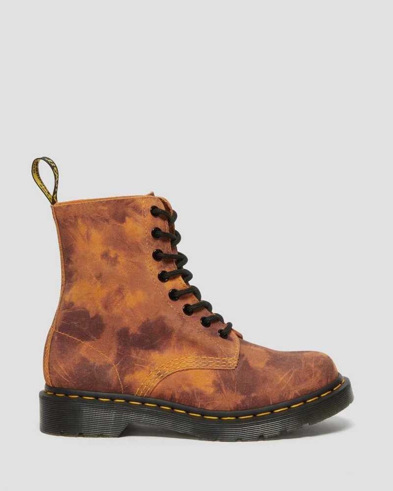 Orange Dr. Martens 1460 Pascal Tie Dye Leather Lace Up Boots | GDRPI5319