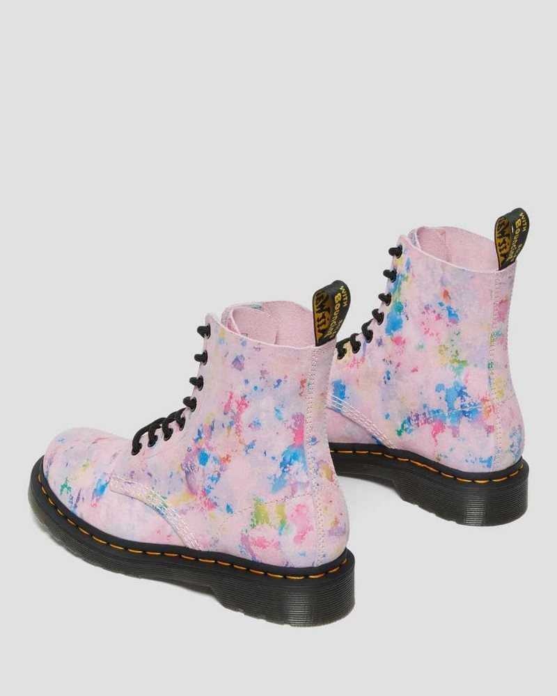 Pink Dr. Martens 1460 Pascal Confetti Suede Lace Up Boots | OQCPZ4569